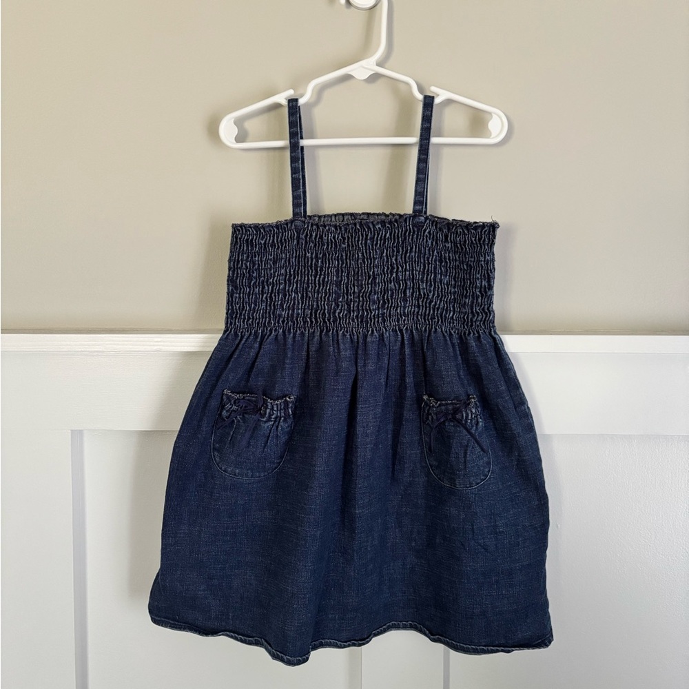 EUC Gap Baby 2T Dark Blue Denim Dress Spaghetti Strap